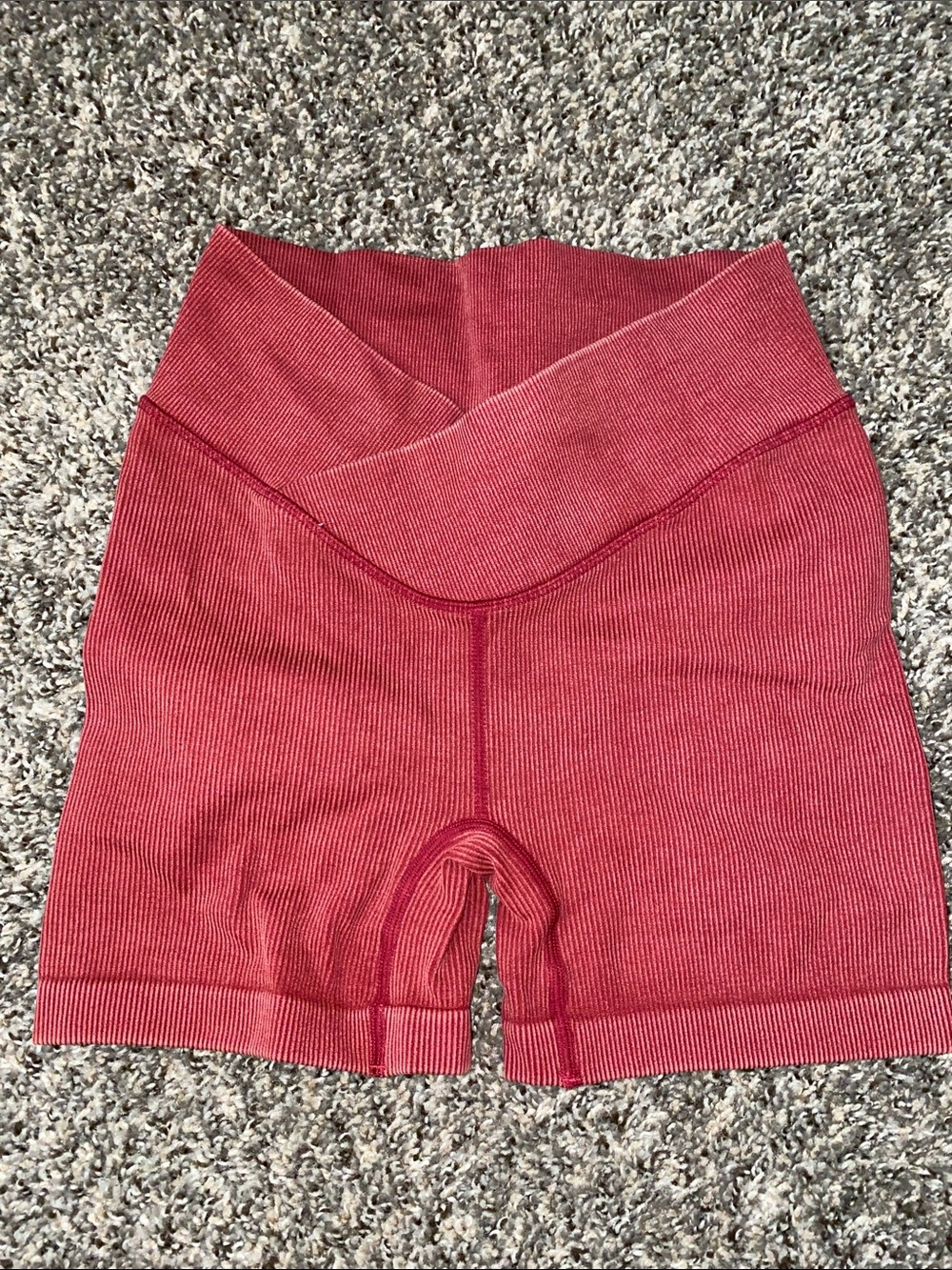 JoyLab Ribbed High-Waist Red Bike Shorts